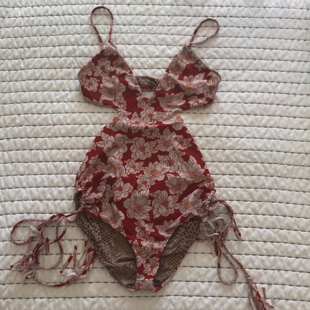 Acacia Swimwear Red Floral One Piece